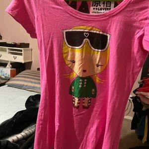 Harajuku Lovers T Shirt Pink Sunshine Girl Size M